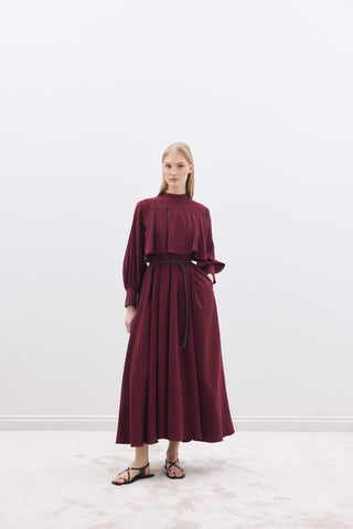 Tencel Elbise Bordo