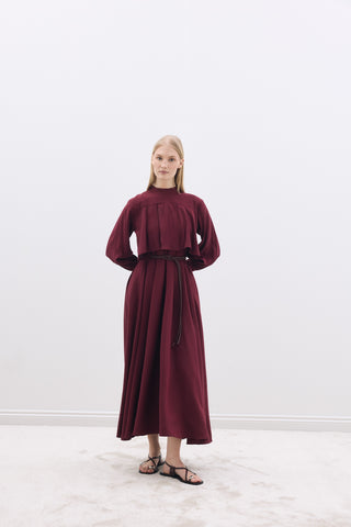 Tencel Elbise Bordo