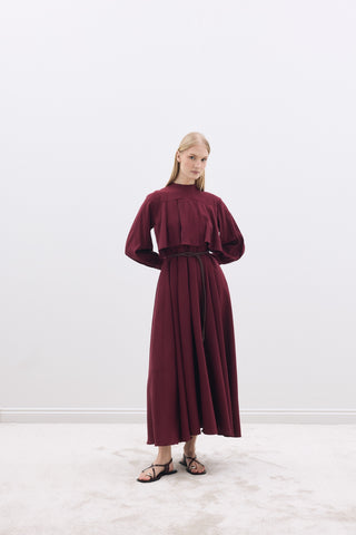 Tencel Elbise Bordo